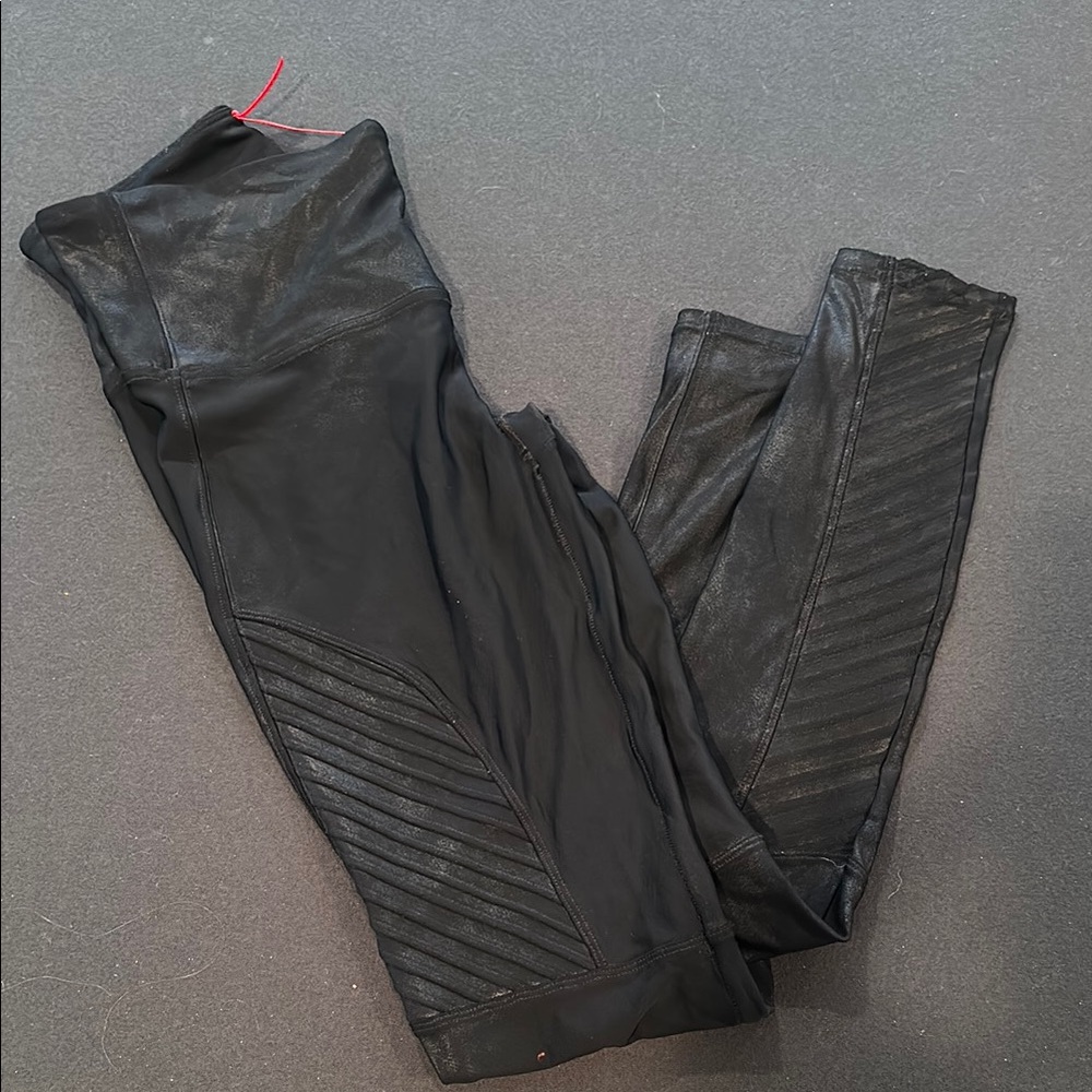 Spanx Black Leather Moto Leggings